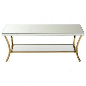 Kensington Townhouse Mirrored Coffee Table with Gold Base, Silver