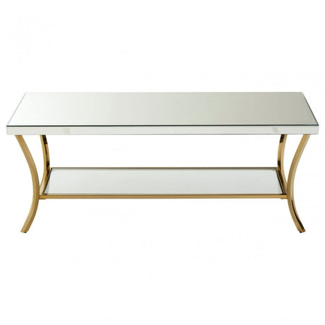Kensington Townhouse Mirrored Coffee Table with Gold Base, Silver