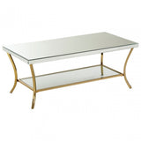Kensington Townhouse Mirrored Coffee Table with Gold Base, Silver
