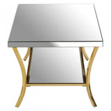 Kensington Townhouse Mirrored Coffee Table with Gold Base, Silver