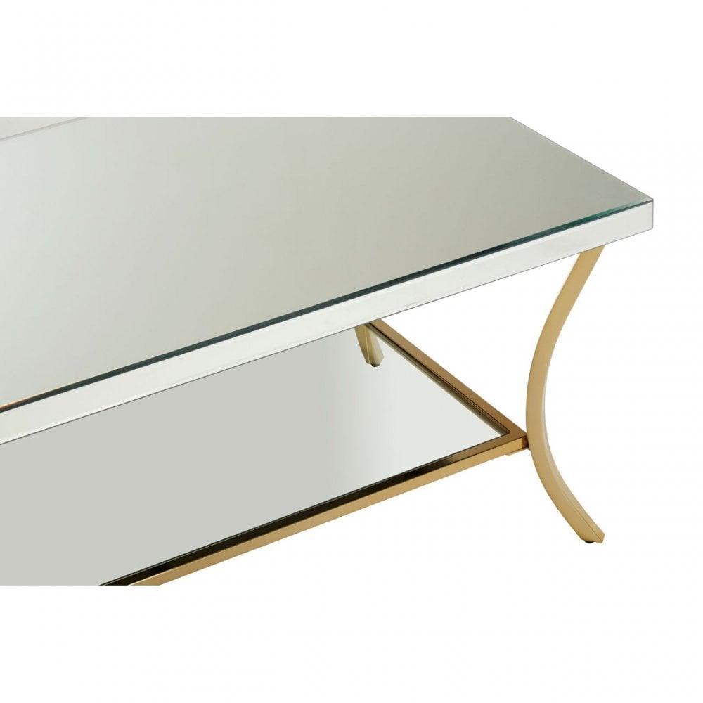 Kensington Townhouse Mirrored Coffee Table with Gold Base, Silver