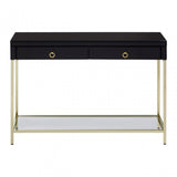 Kensington Townhouse Gold Finish Console Table, Black