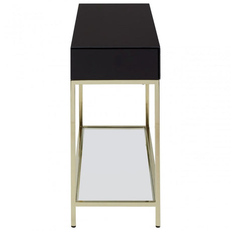 Kensington Townhouse Gold Finish Console Table, Black