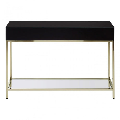 Kensington Townhouse Gold Finish Console Table, Black