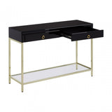 Kensington Townhouse Gold Finish Console Table, Black
