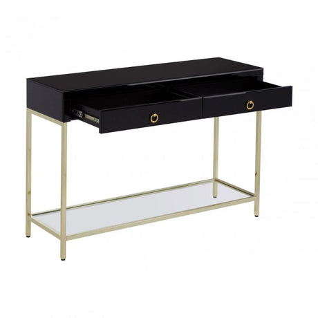 Kensington Townhouse Gold Finish Console Table, Black