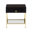 Kensington Townhouse Gold Finish Side Table, Black