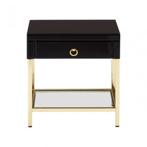 Kensington Townhouse Gold Finish Side Table, Black