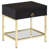 Kensington Townhouse Gold Finish Side Table, Black