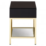 Kensington Townhouse Gold Finish Side Table, Black