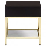Kensington Townhouse Gold Finish Side Table, Black