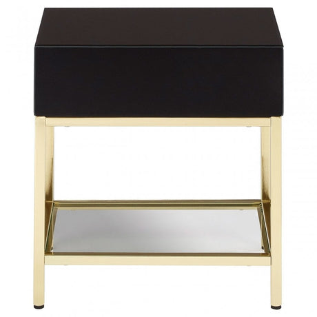 Kensington Townhouse Gold Finish Side Table, Black