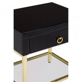 Kensington Townhouse Gold Finish Side Table, Black