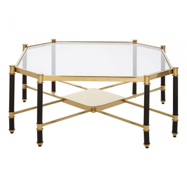 Allesi Champagne Finish Coffee Table, Clear