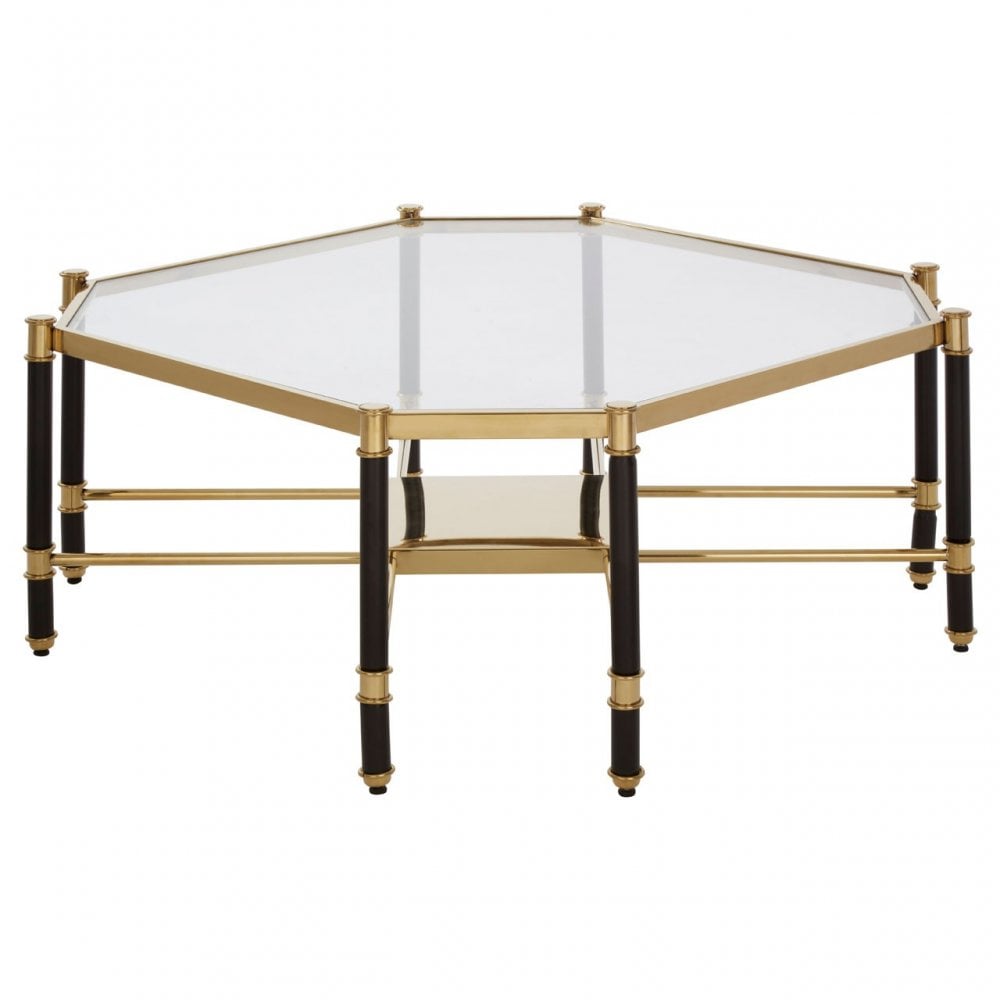 Allesi Champagne Finish Coffee Table, Clear