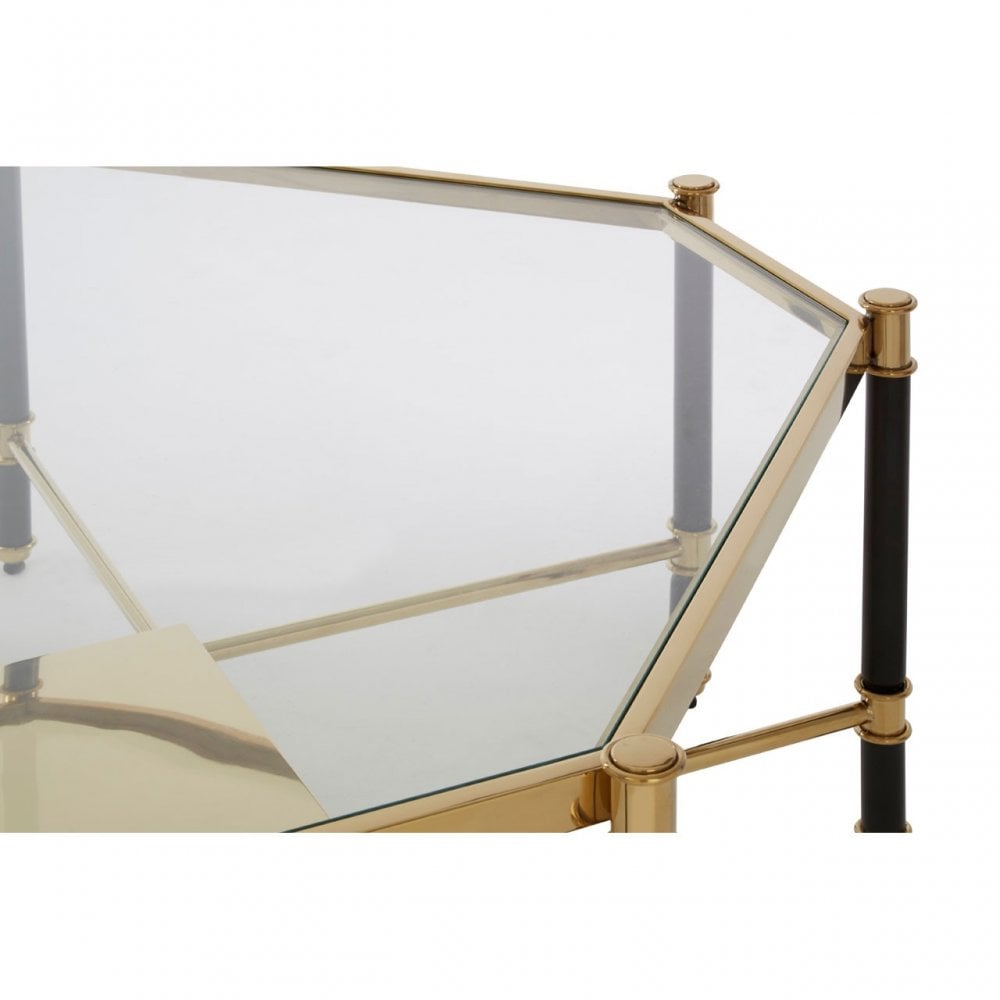 Allesi Champagne Finish Coffee Table, Clear
