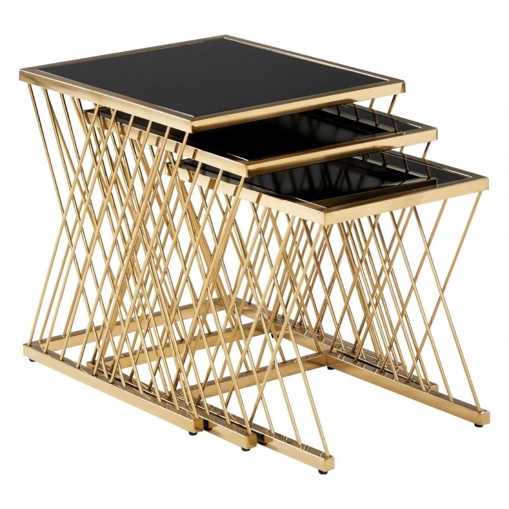 Arezzo Set Of 3 Nesting Tables, Black