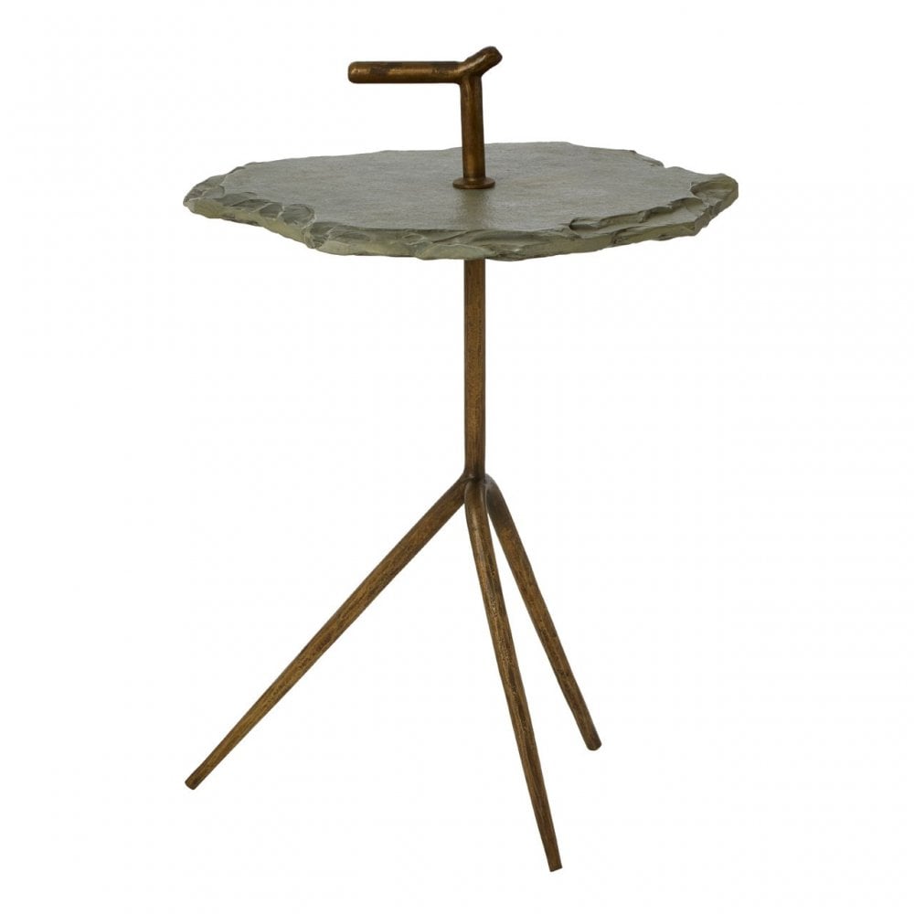 Rany Grey Stone Top Side Table, Grey