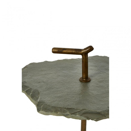 Rany Grey Stone Top Side Table, Grey