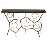 Rany Black Stone Top Console Table, Black