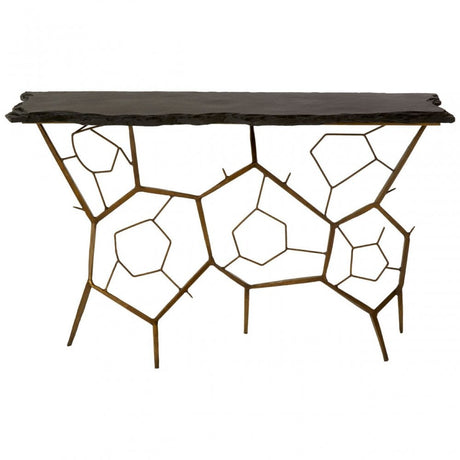 Rany Black Stone Top Console Table, Black