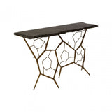 Rany Black Stone Top Console Table, Black