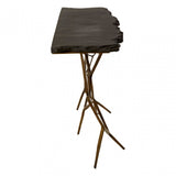 Rany Black Stone Top Console Table, Black