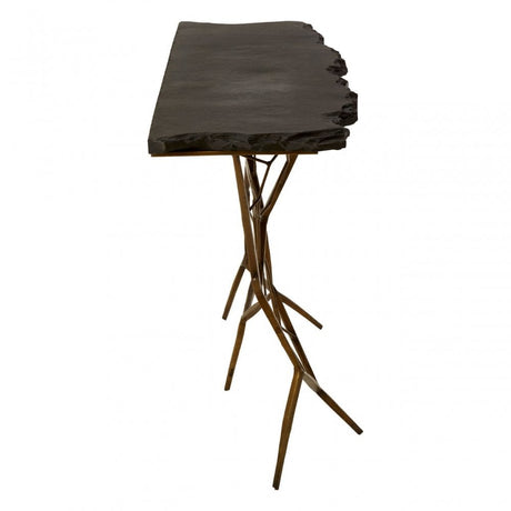 Rany Black Stone Top Console Table, Black