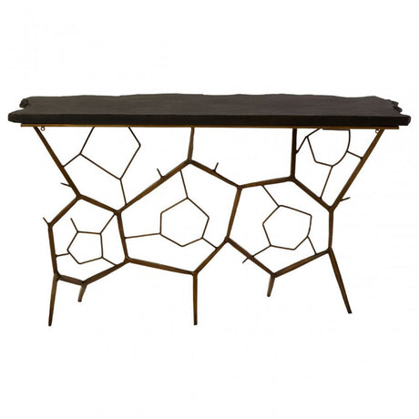 Rany Black Stone Top Console Table, Black
