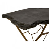 Rany Black Stone Top Console Table, Black