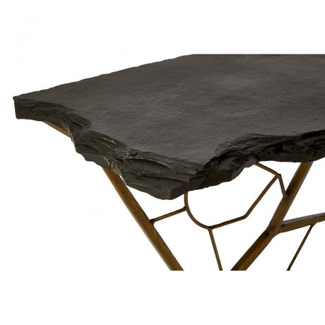 Rany Black Stone Top Console Table, Black