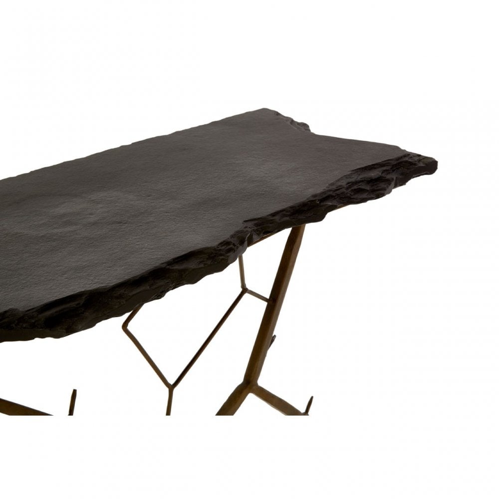 Rany Black Stone Top Console Table, Black