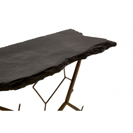 Rany Black Stone Top Console Table, Black