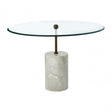 Rany Glass & White Marble Side Table, White