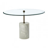 Rany Glass & White Marble Side Table, White