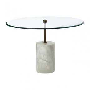 Rany Glass & White Marble Side Table, White