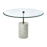 Rany Glass & White Marble Side Table, White