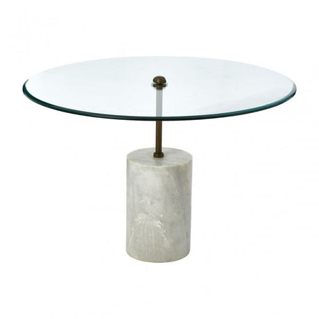 Rany Glass & White Marble Side Table, White