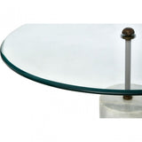 Rany Glass & White Marble Side Table, White
