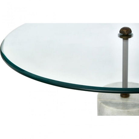 Rany Glass & White Marble Side Table, White