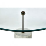 Rany Glass & White Marble Side Table, White