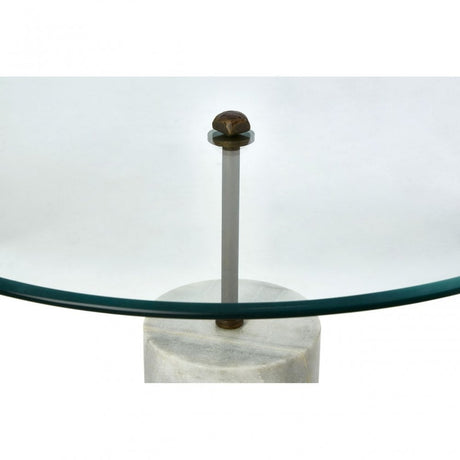 Rany Glass & White Marble Side Table, White