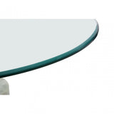 Rany Glass & White Marble Side Table, White