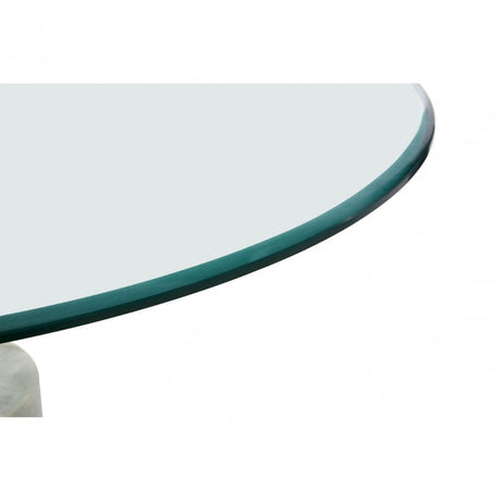 Rany Glass & White Marble Side Table, White