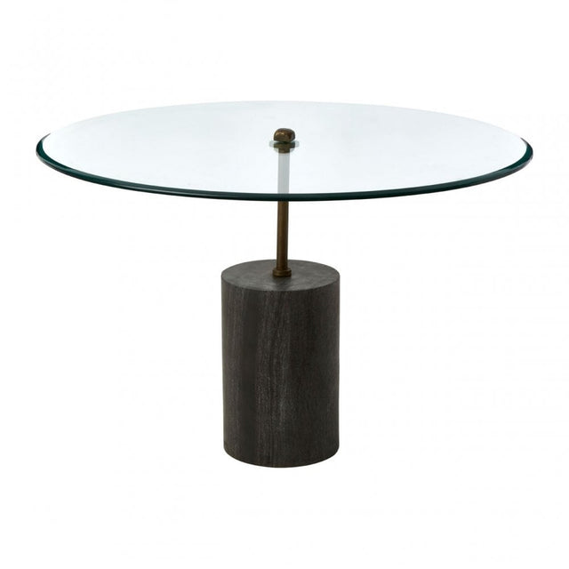 Rany Glass & Black Marble Side Table, Black