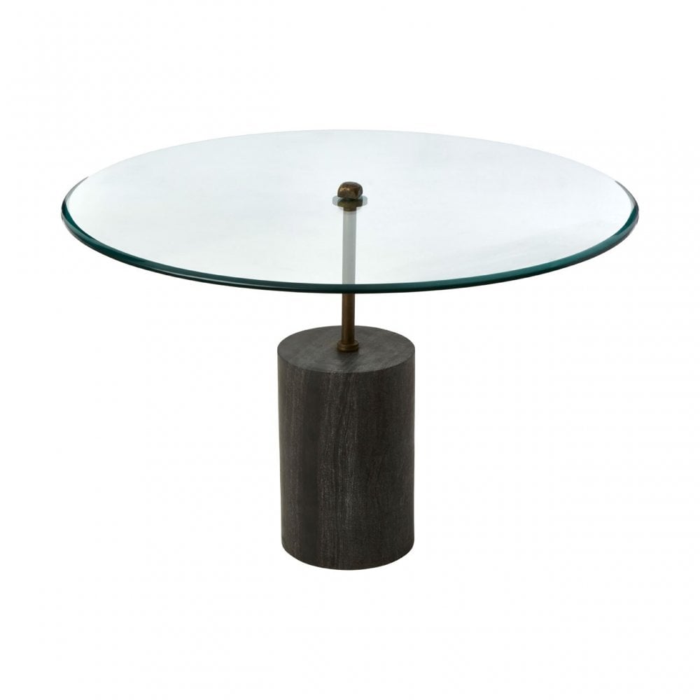 Rany Glass & Black Marble Side Table, Black
