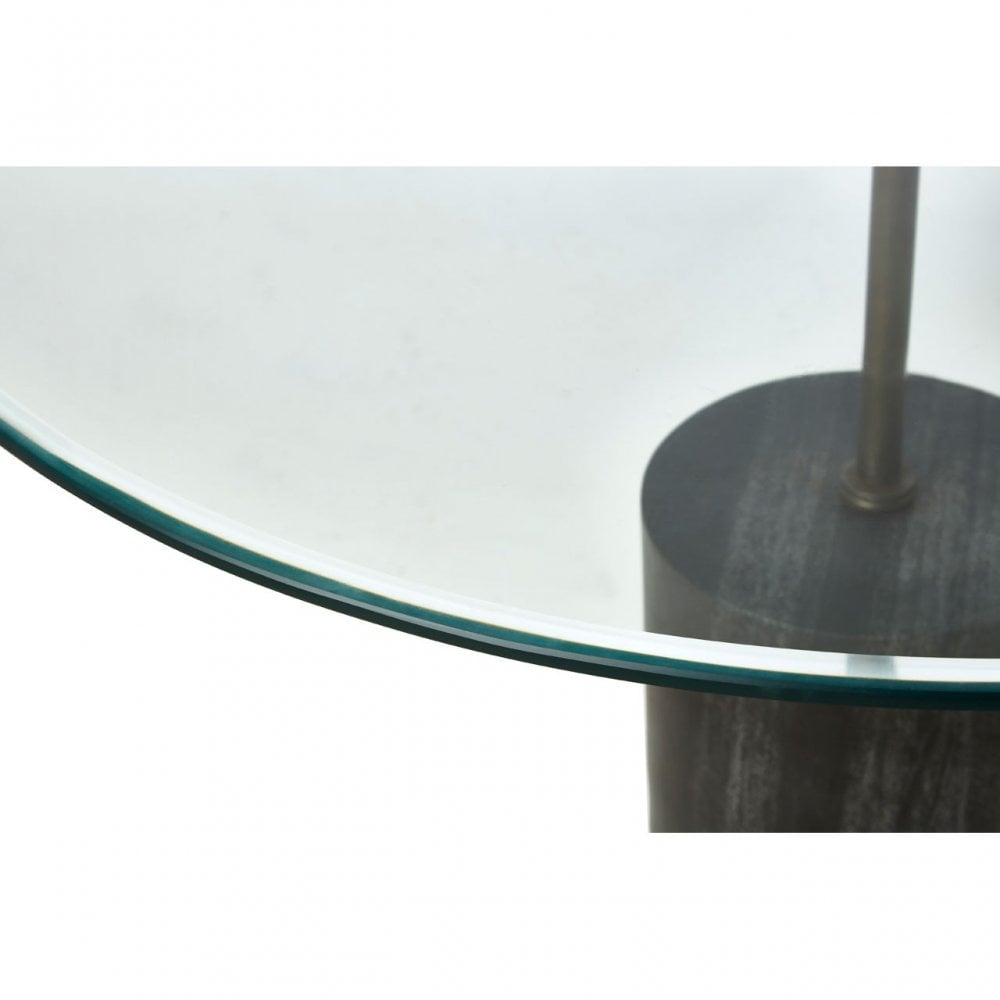 Rany Glass & Black Marble Side Table, Black