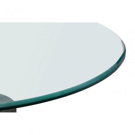 Rany Glass & Black Marble Side Table, Black