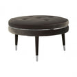 Manhattan Black Velvet Footstool, Grey