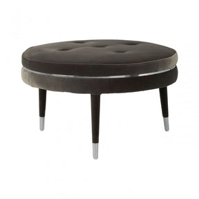 Manhattan Black Velvet Footstool, Grey